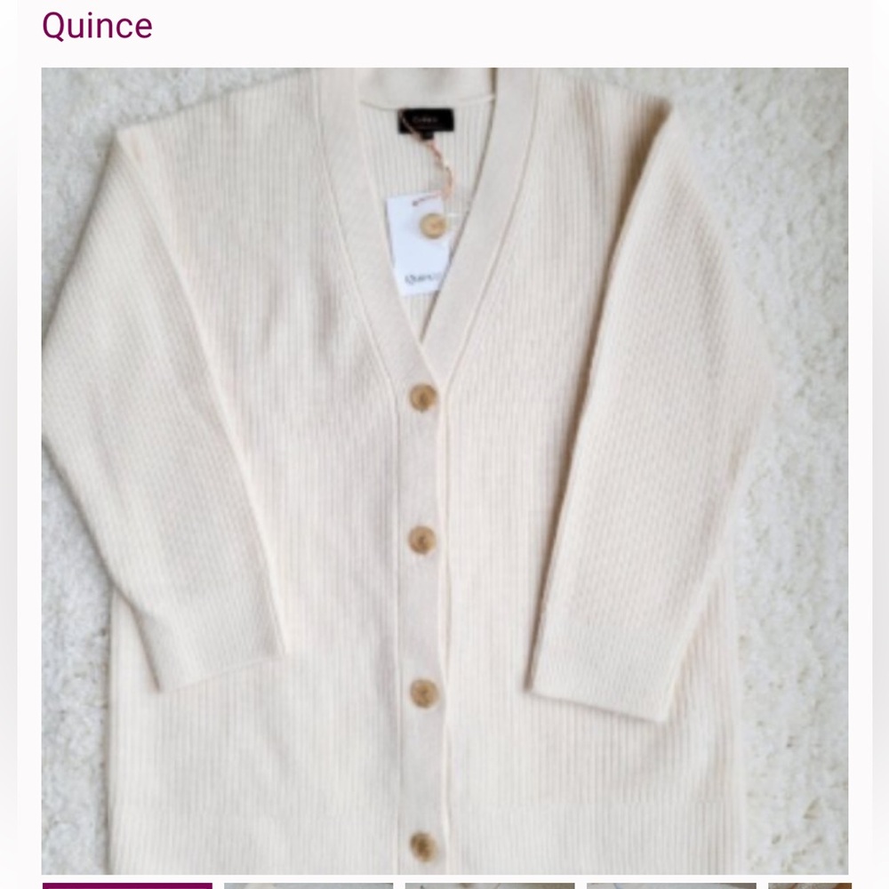 Quince Cream Cardigan Cashmere Sweater 0205 - Picture 2 of 7